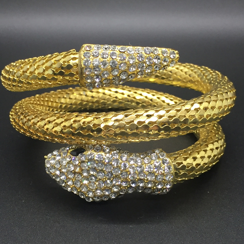 Fabulous Coiled Mesh and Rhinestone Snake Bracelet